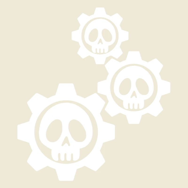 White skulls and gears