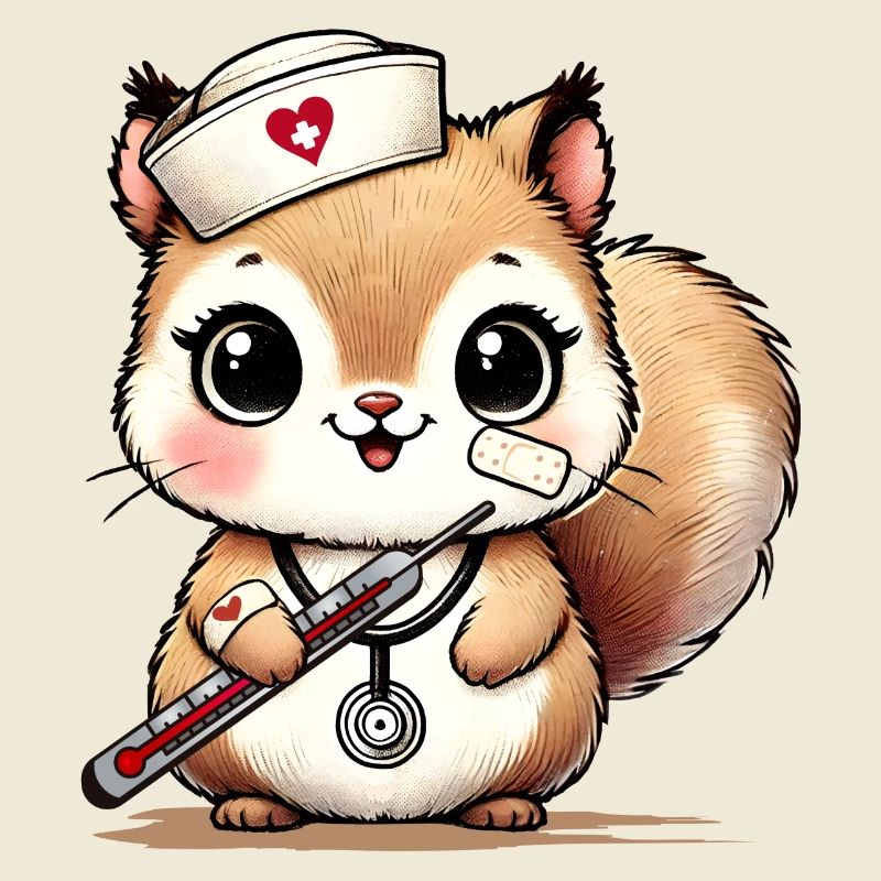Bezauberndes Eichhörnchen als Krankenschwester