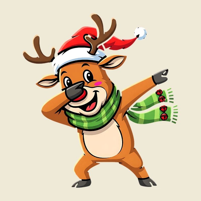 Dessin animé de dab de noël avec le renne en pose Dab