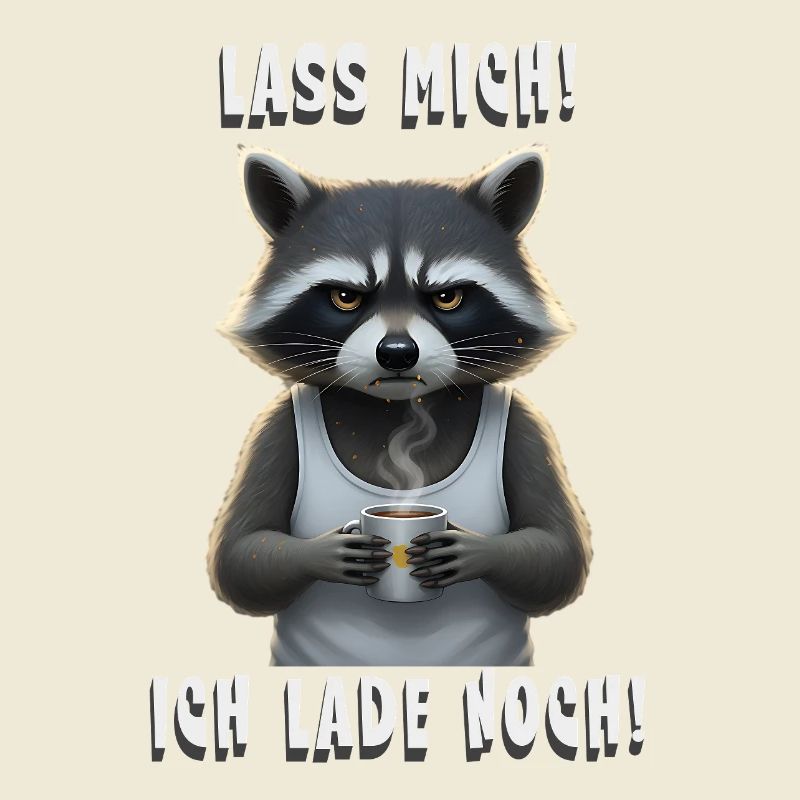 Let me go! I'm still loading – Tired raccoon coffee