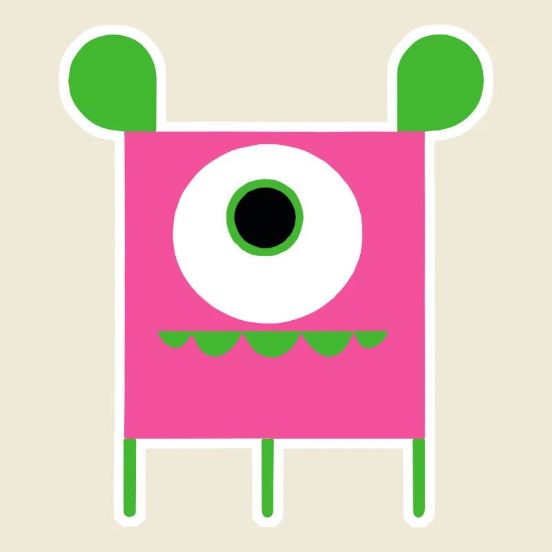 Pink Cyclops Monster | Funny Square Alien