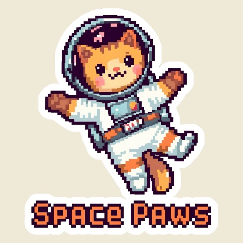 Space Paws - Autocollant d’astronaute Pixel Cat
