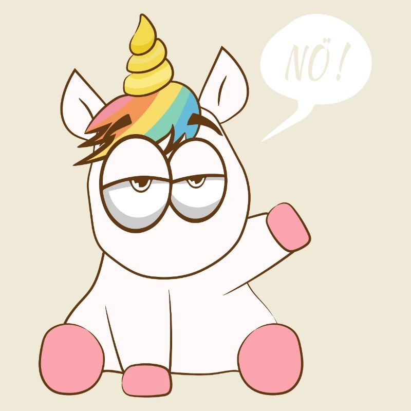 Regenbogen-Einhorn mit murrendem Charme