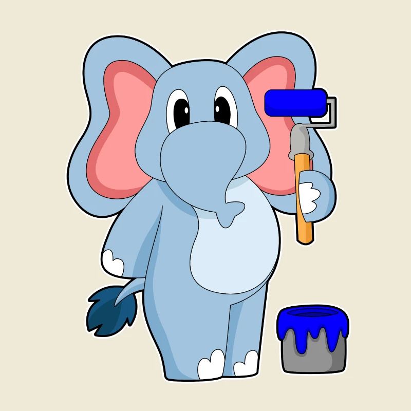 Elefant Maler Farbroller Malen