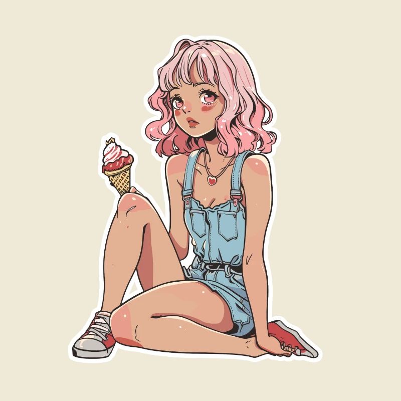 Fille de crème glacée