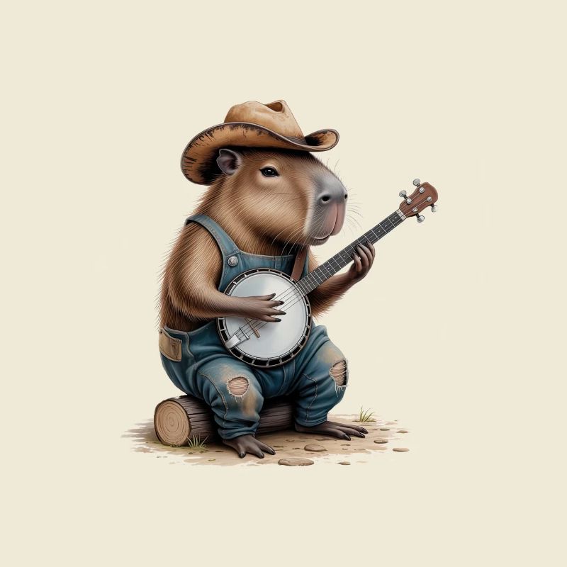 Cool Capybara Playing Banjo