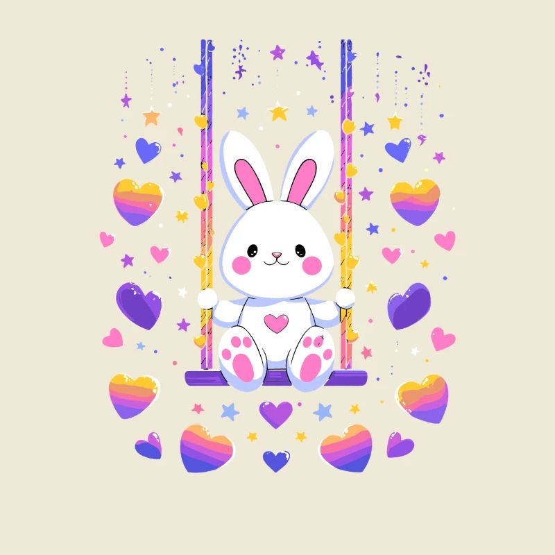 Swing de lapin avec des cœurs