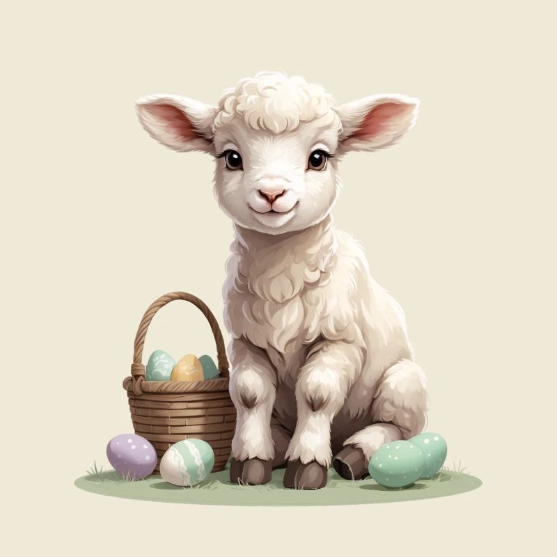 Pastell Lamm mit Ostereiern