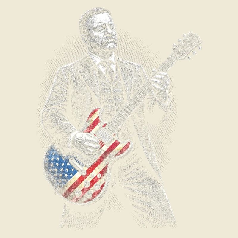 Theodore Roosevelt Guitariste avec Flags Guitar