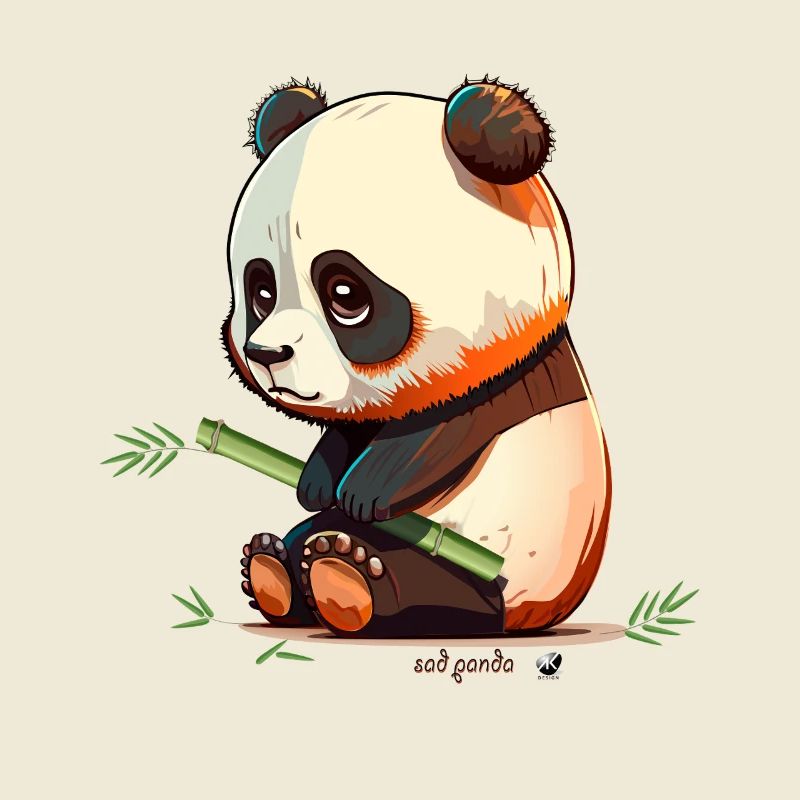 Trauriger Panda mit Bambus Sad Panda