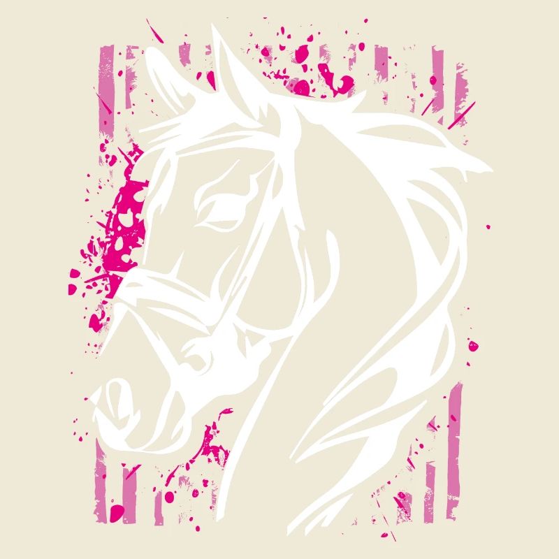 Cheval de style graffiti avec éclaboussure de couleur rose