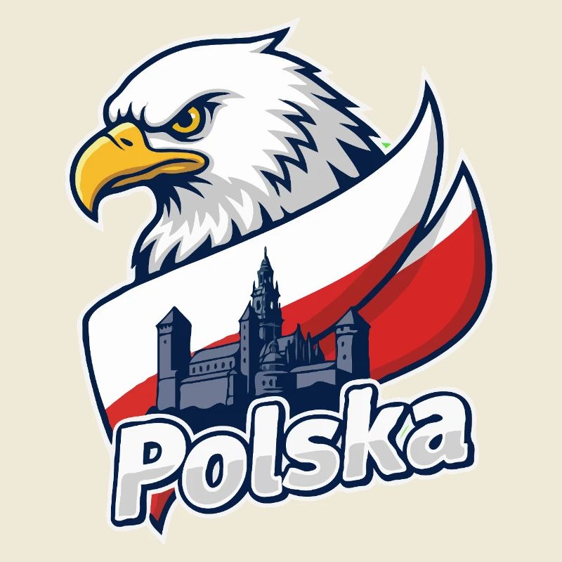 Aigle de Polska et Château sur le drapeau
