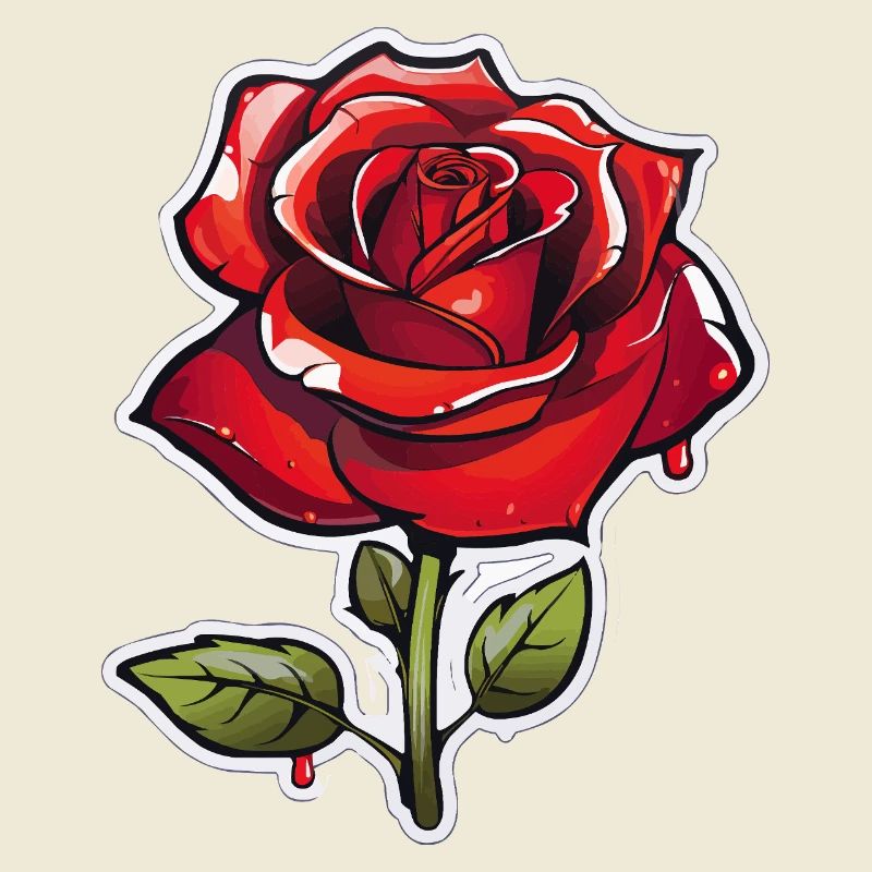 Rote Rose im Comics-Stil
