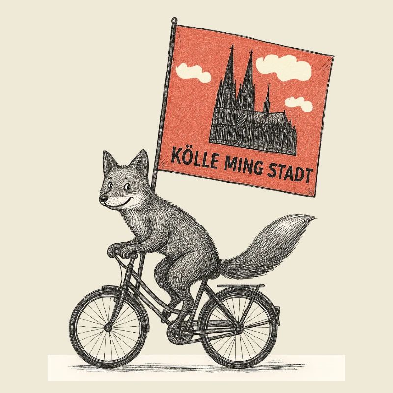 Le renard de Cologne à vélo