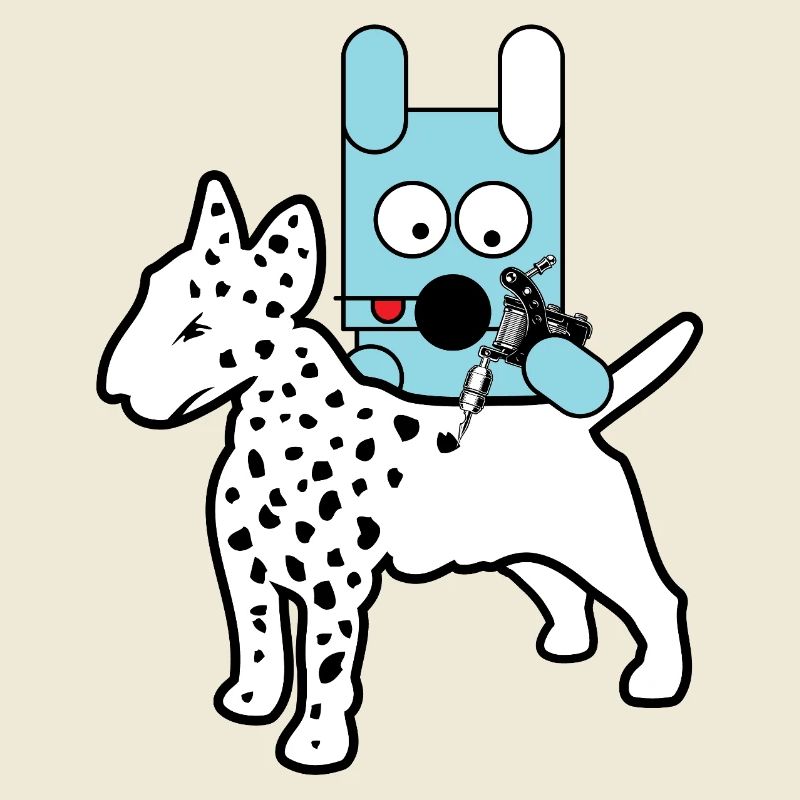 Blauer Bot-Hund mit Spritze