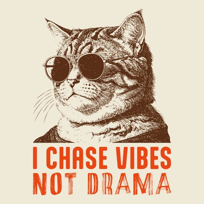 Cool Cat Vibes - Conception drôle de chat « sans drame »