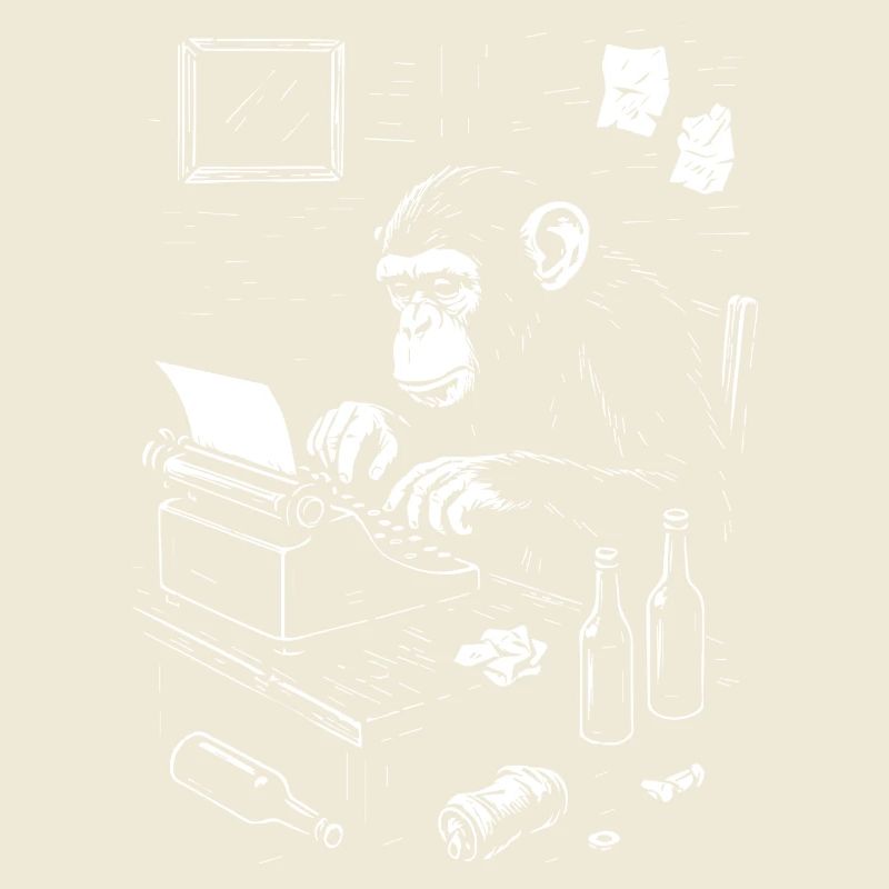 Ape Typist on Vintage Typewriter