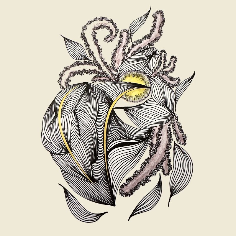 Ligne de feuilles avec accent doré