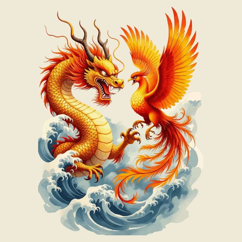 Dragon and Phoenix vector