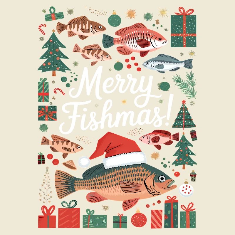 Pulls de Noël Pêcheur Carpe de Poissons Joyeuse