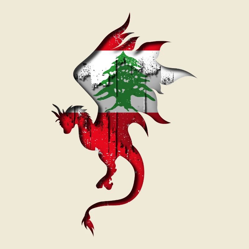Drapeau du Liban - Liban - Silhouette de dragon