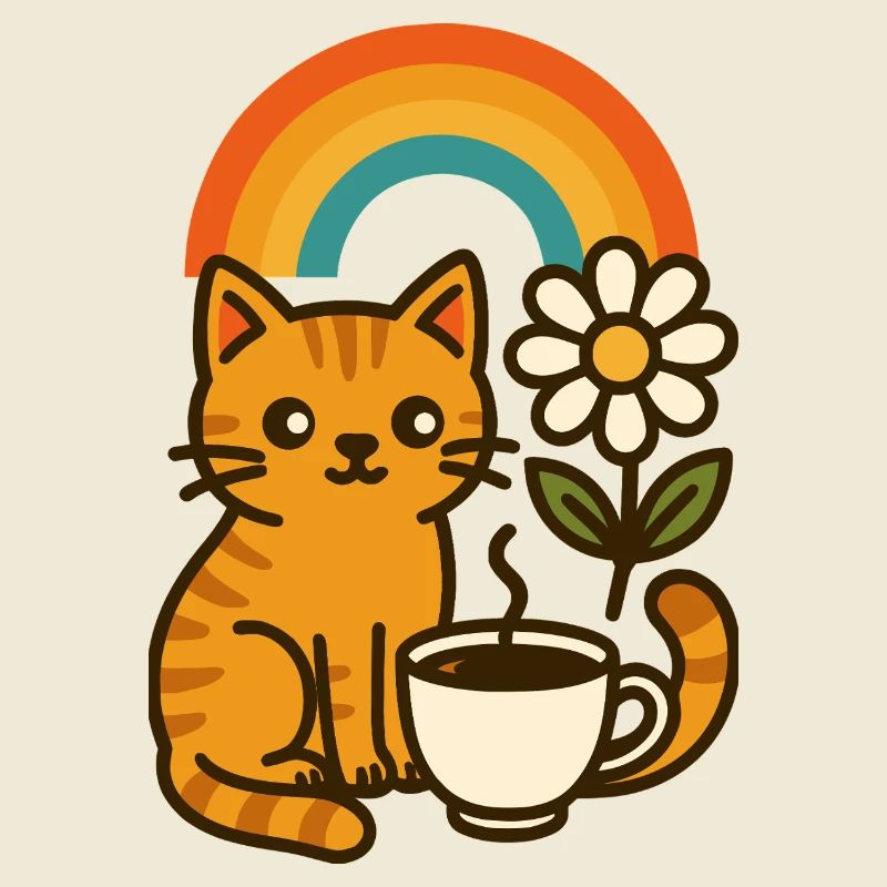 Kaffee, Katze und Regenbogen