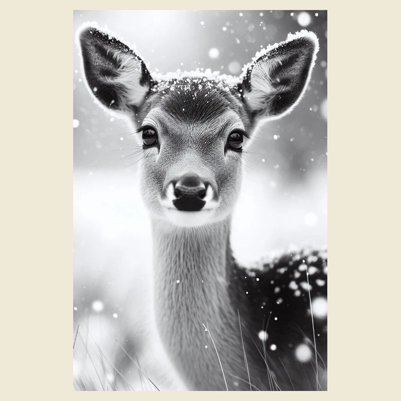 Cerf tranquille dans la forêt enneigée