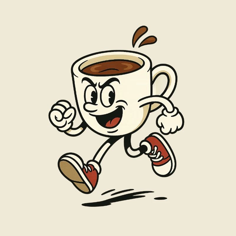 Lebendige Kaffeetasse Laufdesign