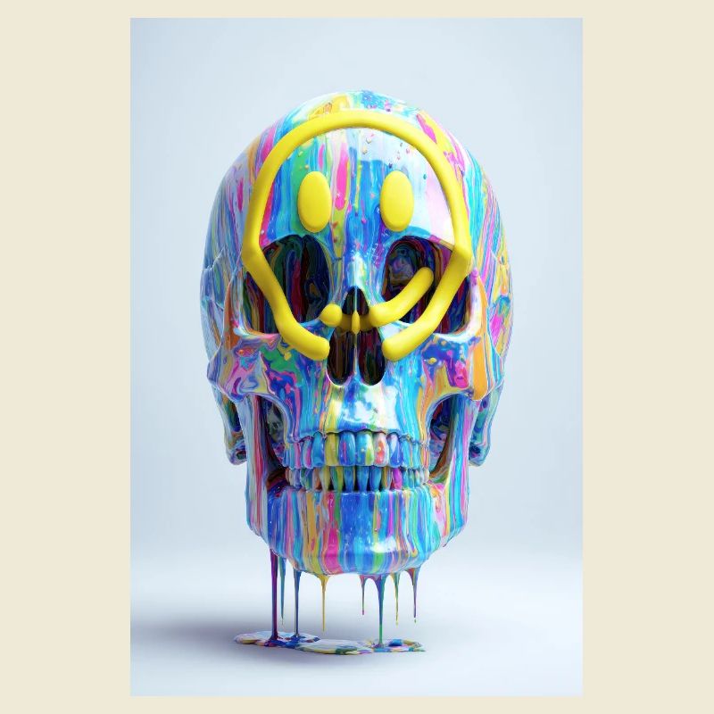 Psychedelic Skull with Smile Goggles