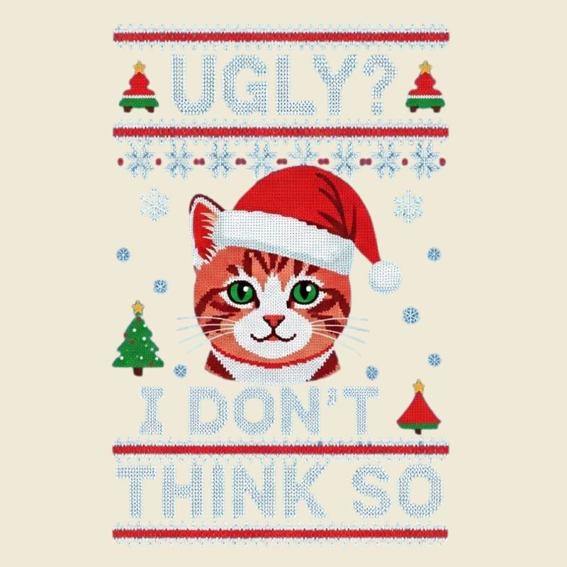 Chat de Noël – Pull de Noël moche