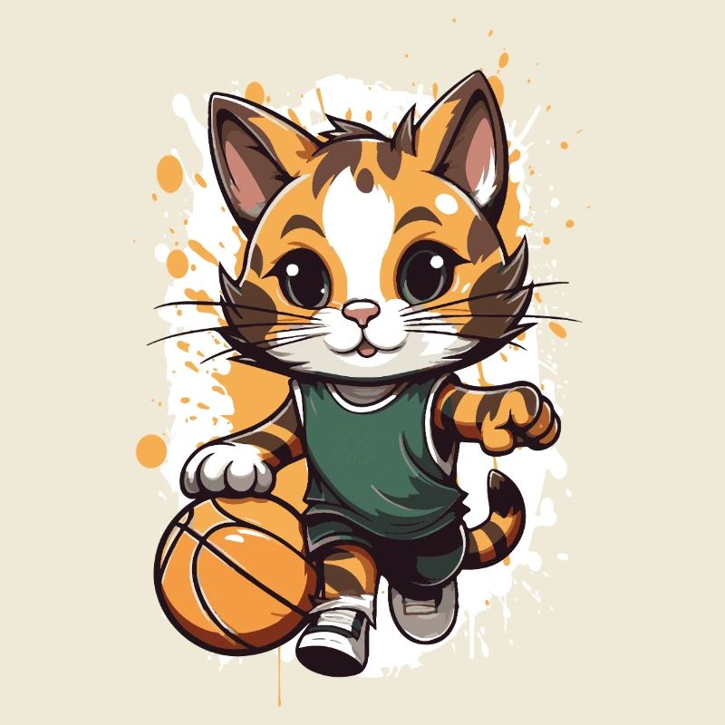 Chaton dans un match de basket