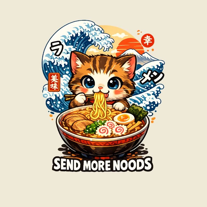 Ukiyoe de ramen pour chat