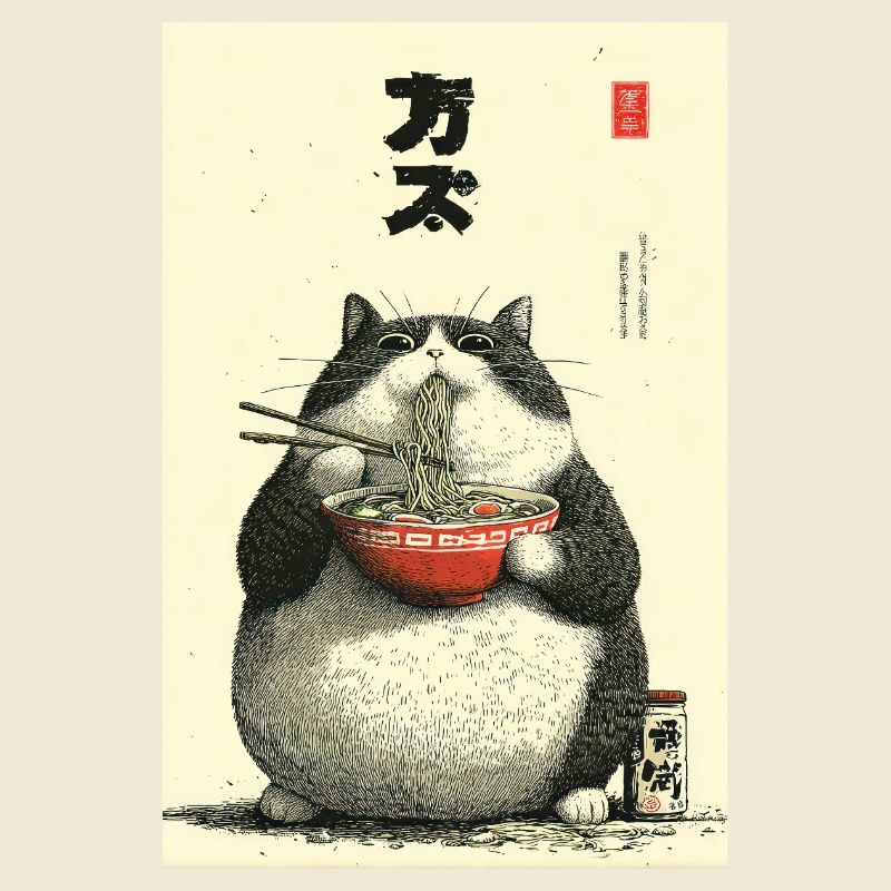 Ramen Chats Chonky Ukiyo-e