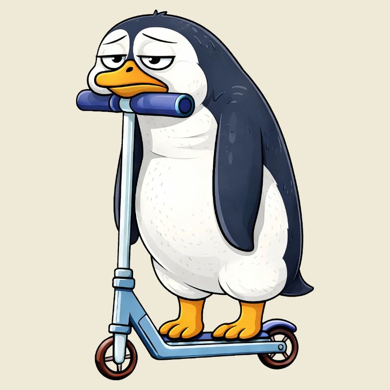 Süßer Pinguin Roller Scooter Einsam Langeweile