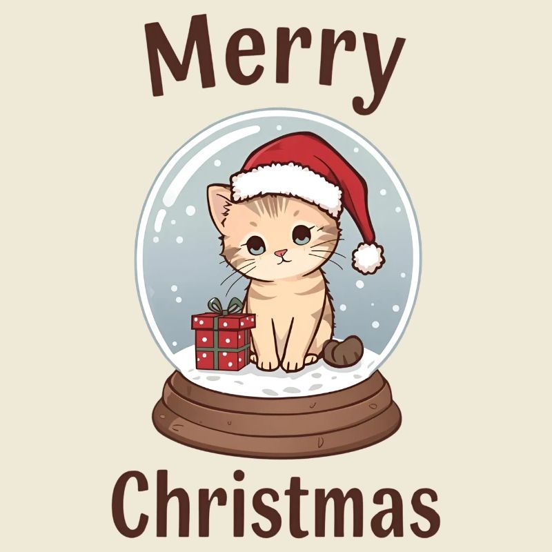 Boule à neige chat mignon – Joyeux Noël