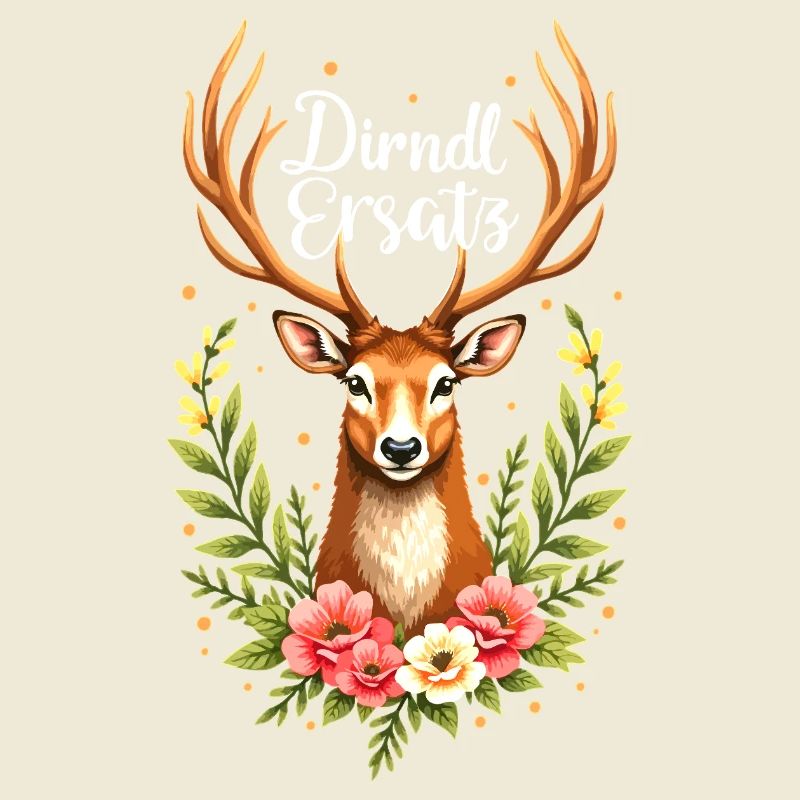 Dirndl Replacement Deer Flowers Traditional Costume Bavarian