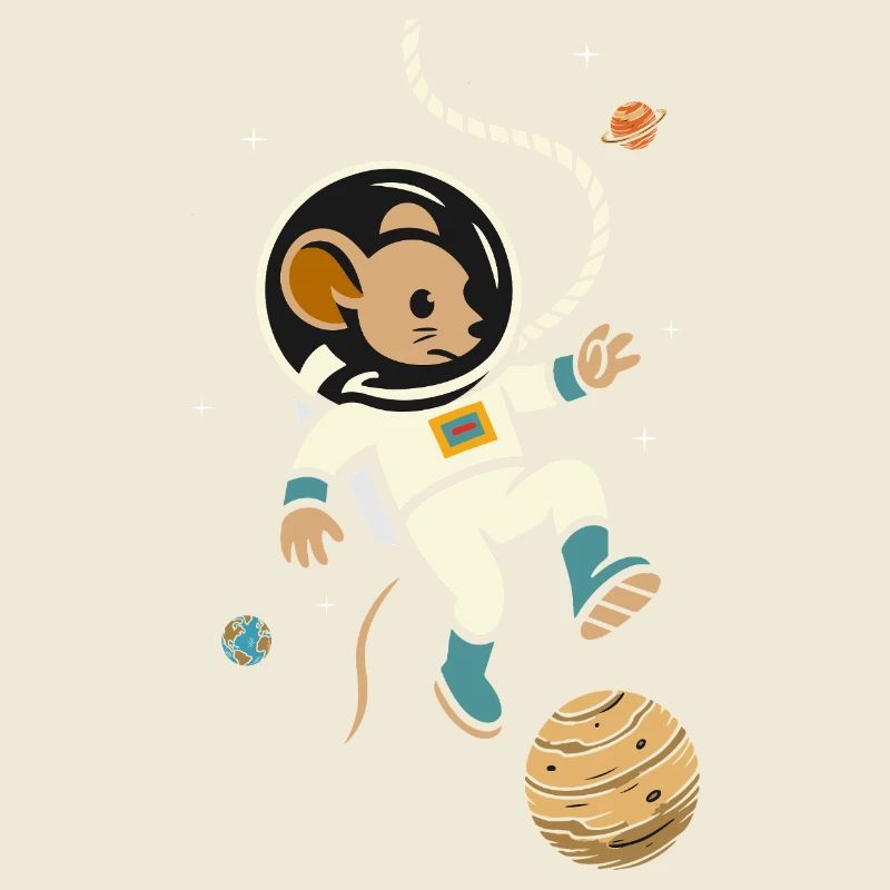 Astronaut Mouse in Space – Cute Space Motif