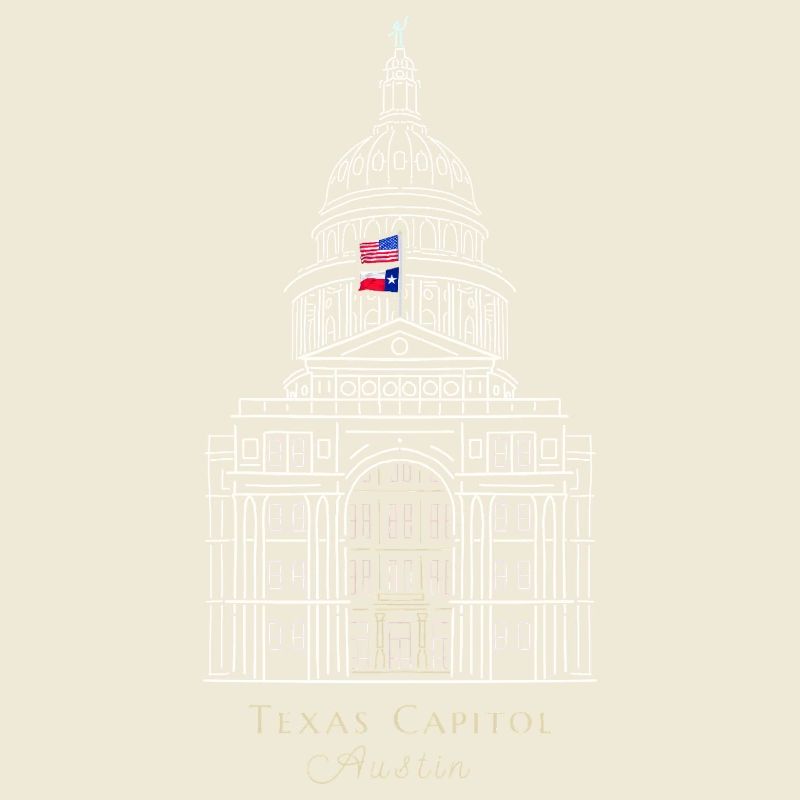 Austin, dessin du Capitole du Texas, États-Unis