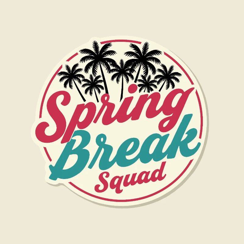 Spring Break Squad Palm Trees Tropical Holiday Party
