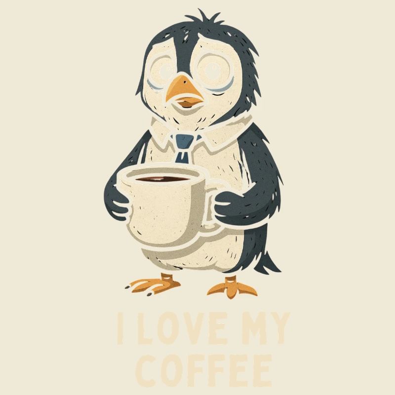 Kaffeepinguin liebt Kaffee