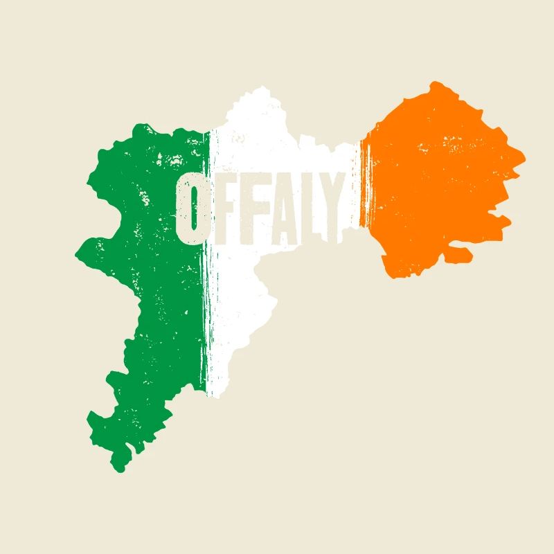 | du comté d’Offaly Irlande Contour de la carte du drapeau