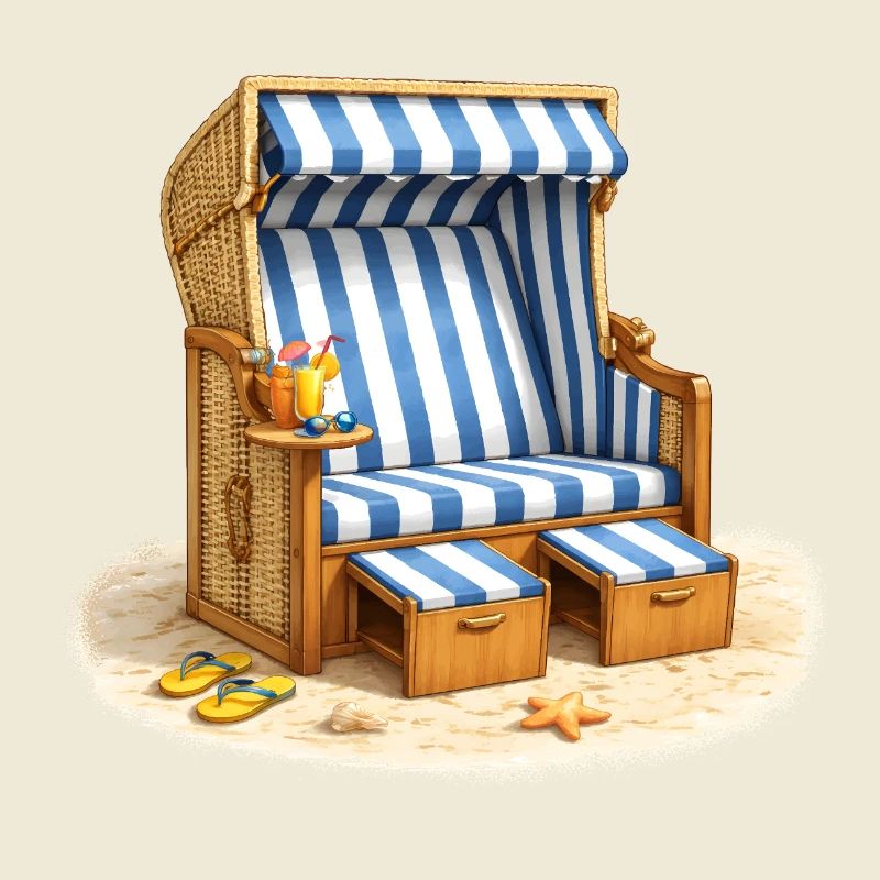 Chaise longue de plage dans le sable avec une boisson d’été