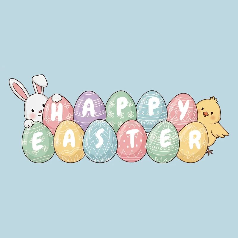 Petit lapin de Pâques mignon avec des œufs