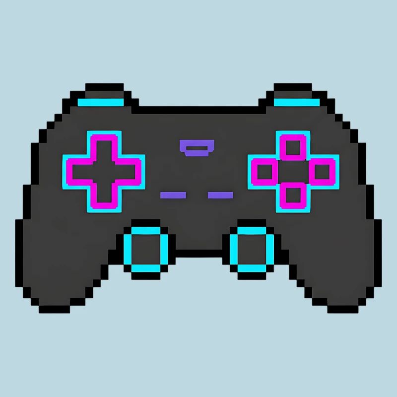 Autocollant Pixel Game Controller Retro 8 Bits Shirt