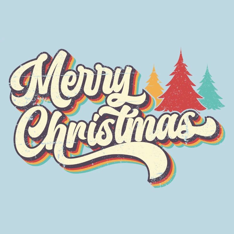 Rétro Joyeux Noël Arc-en-ciel Script