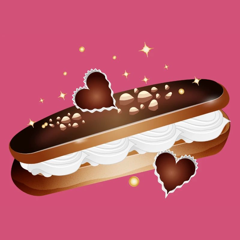 Illustration eines gefüllten Eclairs mit Herzen