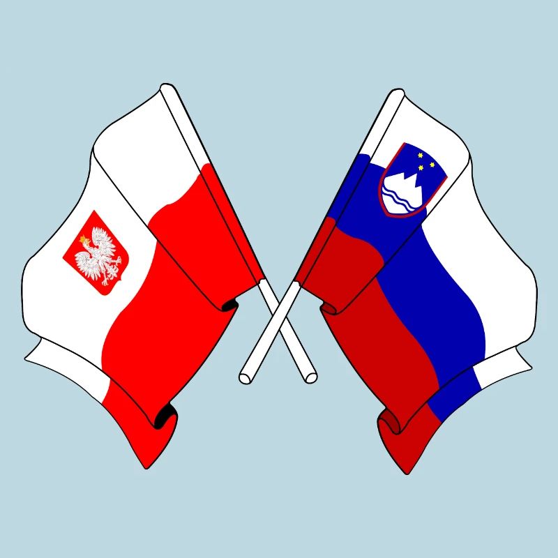 Drapeau de la Pologne et drapeau de la Slovénie