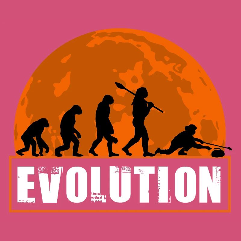 Curling Evolution Silhouette Winter Sport Humor