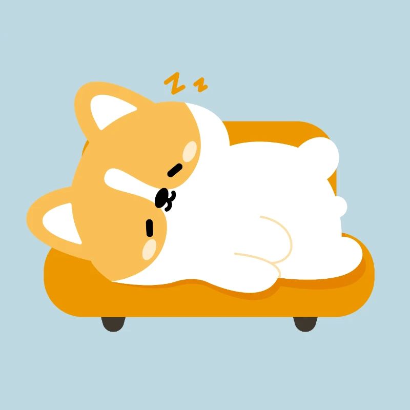 Tired Corgi on Sunny Couch