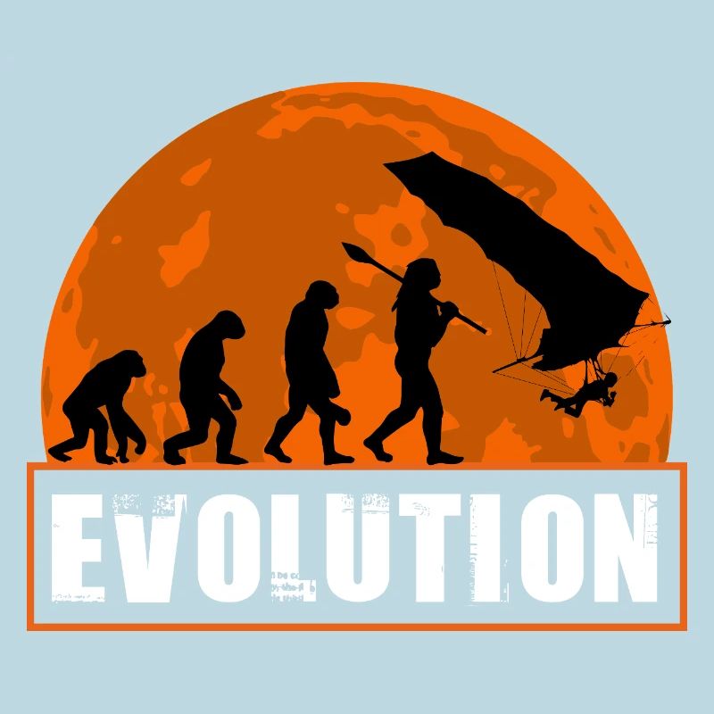 Évolution du design au coucher de soleil de pilote de deltaplane
